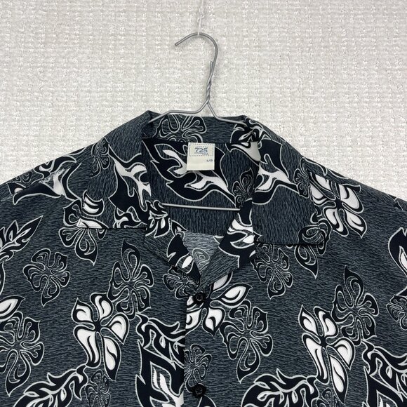 Y2K 725 Originals Mens L Hawaiian Tribal Print Button up Shirt Grey / Black - Picture 2 of 15